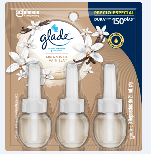 AMBIENTADOR GLADE 3UN 21ML VAINILLA REP