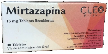 MIRTAZAPINA 15MG X 30TABLETAS CLEO