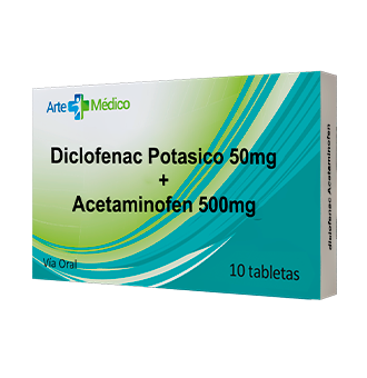 DICLOFENAC POT ACET 50MG 500MG X 10TAB ARTE MEDICO