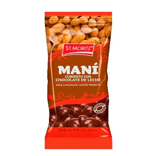 CHOCOLATE ST MORITZ 40GR GRAGEADO MANI