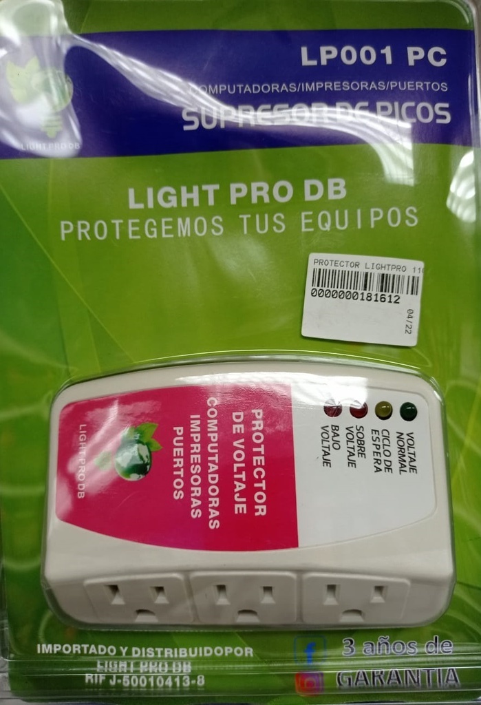 PROTECTOR LIGHTPRO 110V 3TOMA EQUIPOS C