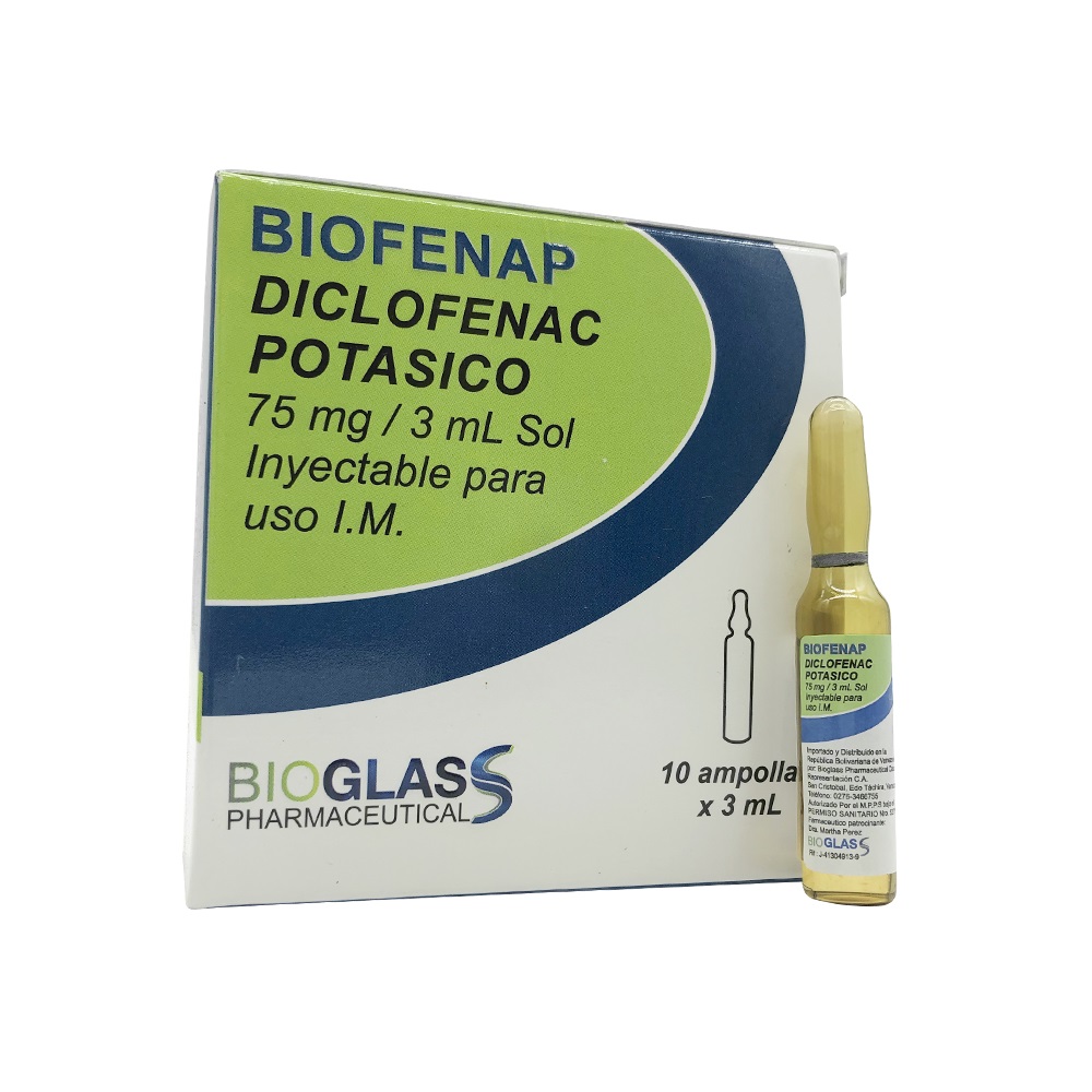 DICLOFENAC POTASICO 75MG/3ML X 1AMP BIOGLASS