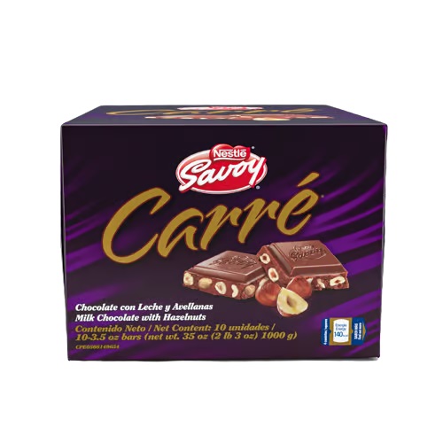 CHOCOLATE CARRE 100GR X10UND AVELLANA