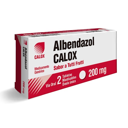 ALBENDAZOL S/TUTTI FRUTTI 200MG X 2 TAB MAST CALOX