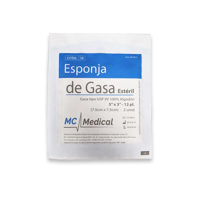ESPONJA DE GASA ESTERIL 3X3 X 2 MC MEDICAL
