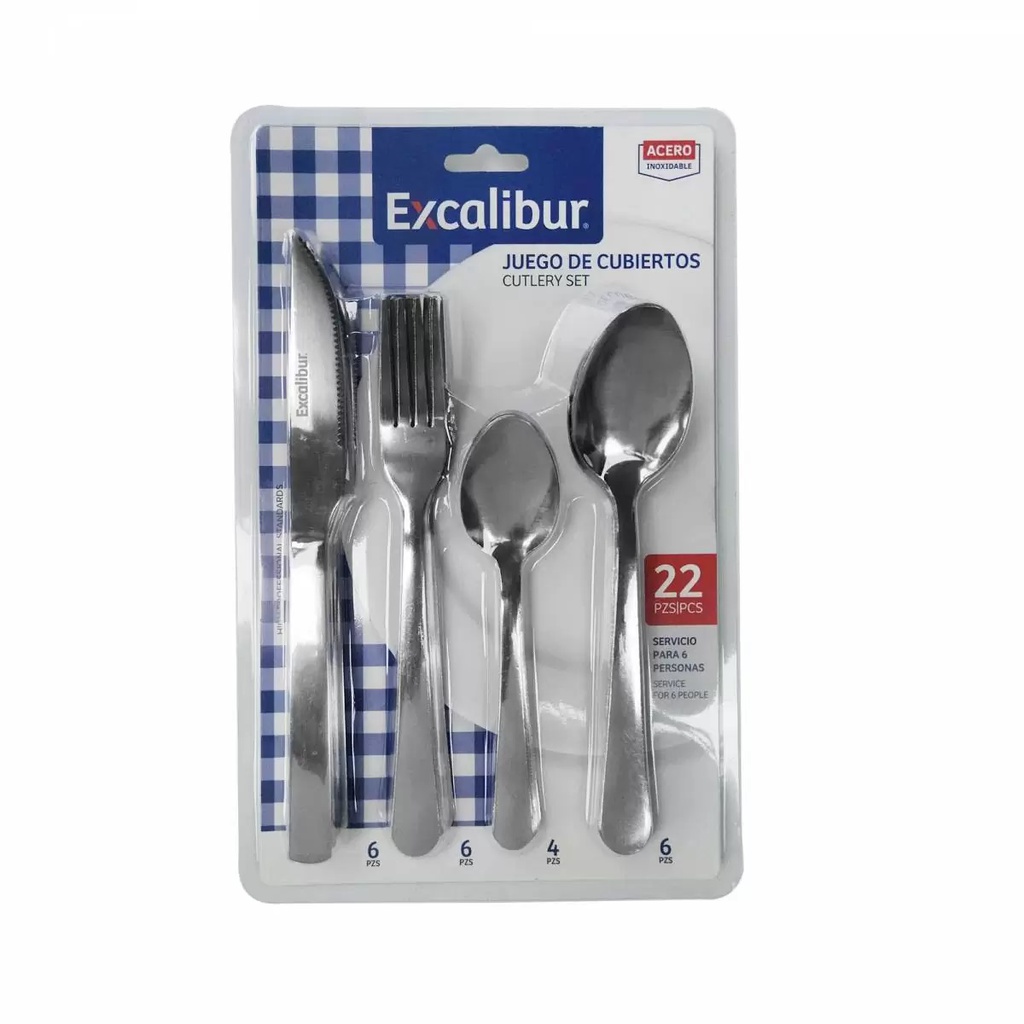 JUEGO DE CUBIERTOS EXCALIBUR 22 PZA