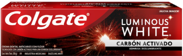 CREMA DENTAL COLGATE 75ML LUMINOUS WHITE CARBON ACTIVADO