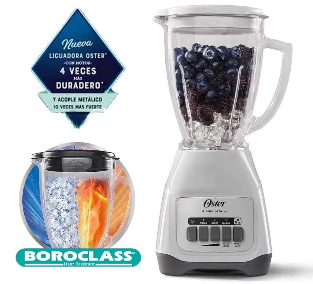 LICUADORA OSTER 2 VEL KALIMAN BLANCA PB VASO DE VIDRIO