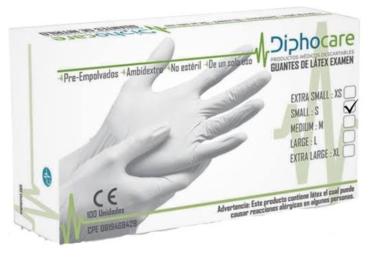GUANTES DE EXAMEN 100UND LATEX S DIPHOCARE