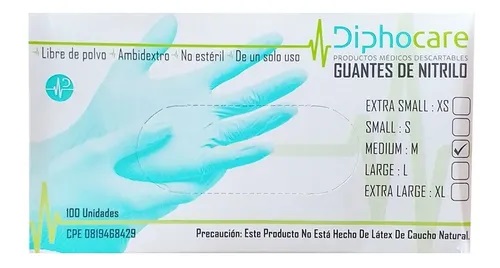 GUANTES DE NITRILO 100UND AZUL M DIPHOCARE