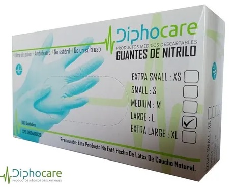 GUANTES DE NITRILO 100UND AZUL L DIPHOCARE