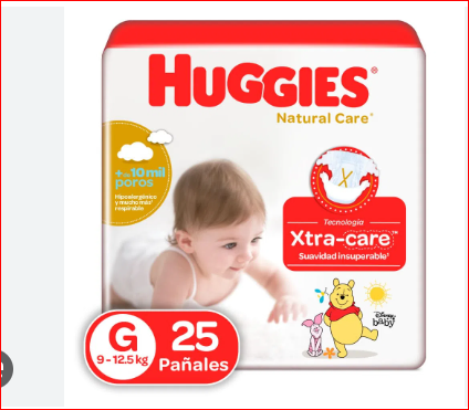 PAÑALES HUGGIES NAT CARE G X25UND