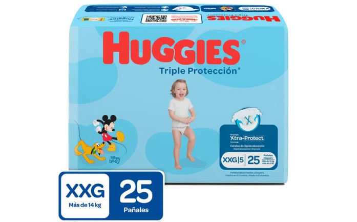 PAÑALES HUGGIES XXG TRIPLE PROTEC 25UND