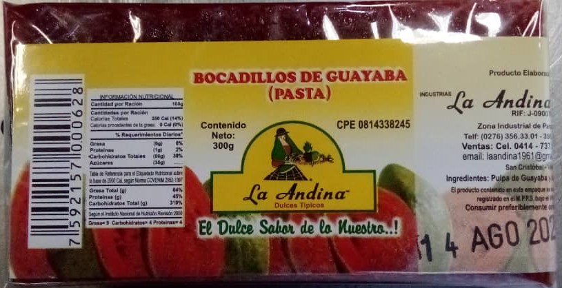 PASTA DE GUAYABA LA ANDINA 300GR