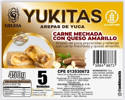 AREPA DE YUCA 450GR MECHADA/QUESO 5UND