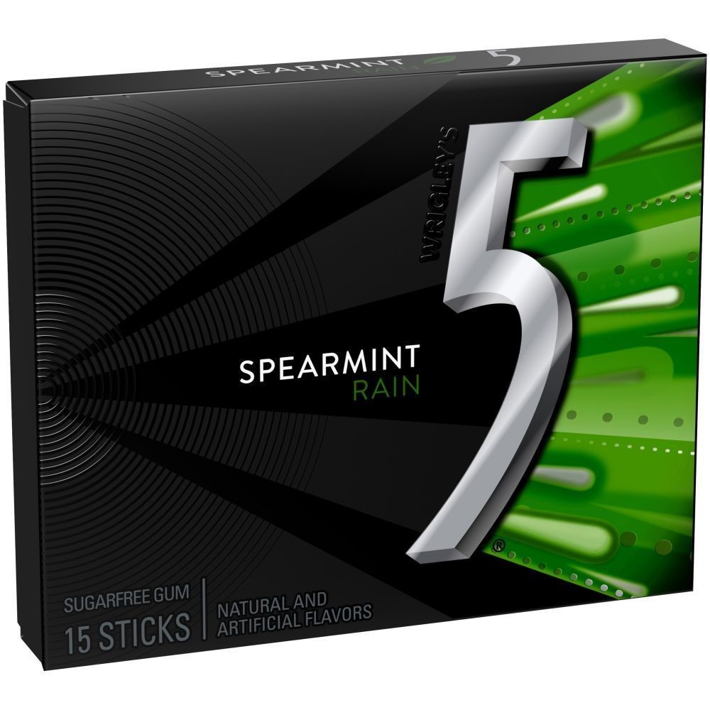 CHICLE WRIGLEY FIVE LLUVIA DE MENTA S/AZUCAR 40.5GR***