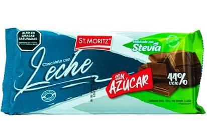 CHOCOLATE ST MORITZ 100GR STEVIA LECHE***