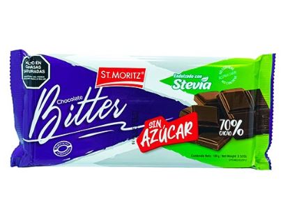 CHOCOLATE ST MORITZ 100GR STEVIA BITTER***