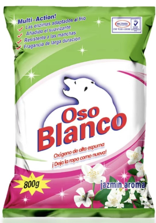 DETERGENTE OSO BLANCO 800GR JAZMIN EN POLVO