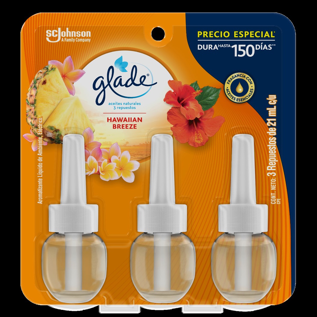AMBIENTADOR GLADE 3UN 21ML HAWAIIAN REP