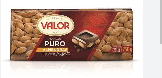 CHOCOLATE VALOR 250GR CON ALMENDRA