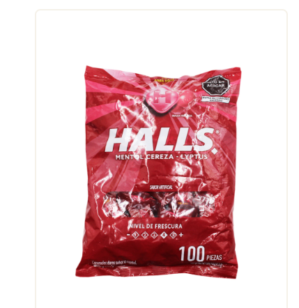 CARAMELOS HALLS 100UND CHERRY LYPTUS BOLSA