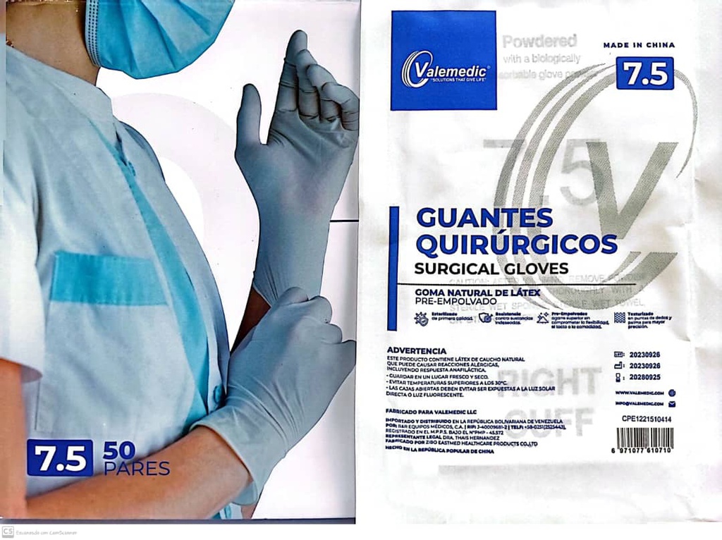 GUANTES QUIRURGICOS T7,5 X 1SOBRE VALEMEDIC