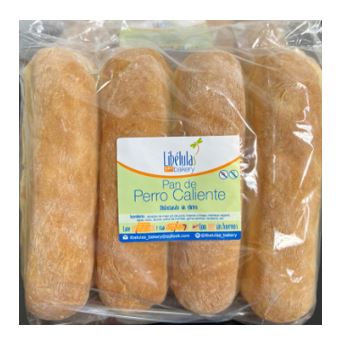 PAN PERRO CALIENTE LIBELULAS 4UND SIN GLUTEN CON HUEVO
