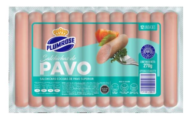 SALCHICHAS PLUMROSE 270GR PAVO