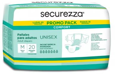 PAÑALES SECUREZZA 20UND M ADULTO PROMO PACK