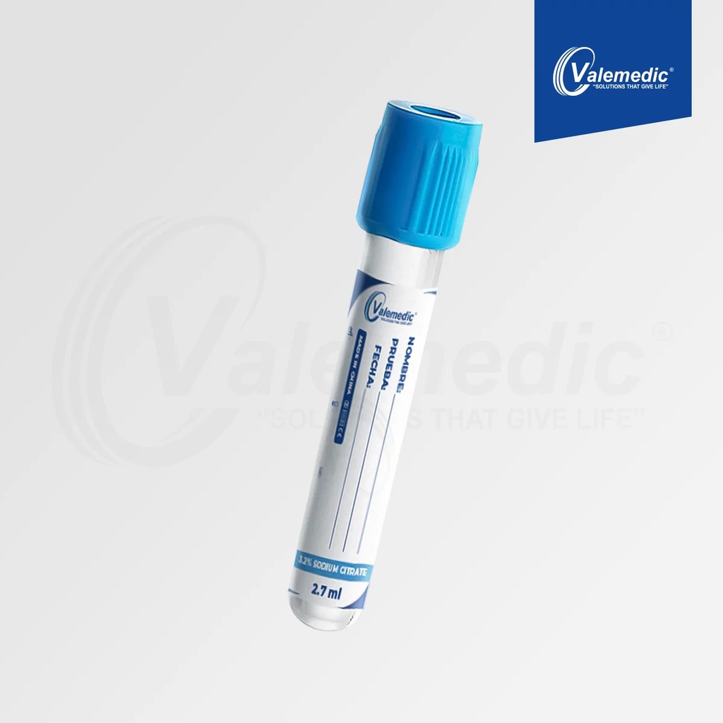 TUBO DE EXTRACCION 2,7ML X 1UND TAPA AZUL VALEMEDIC