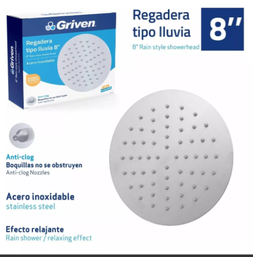 REGADERA GRIVEN  REDONDA 8 PULG
