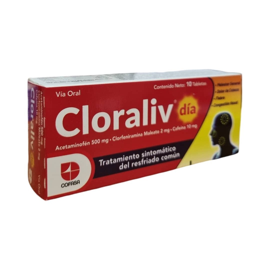 CLORALIV DIA 500MG 2MG 10MG X 10TABL COFASA