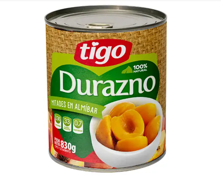 DURAZNO TIGO 830GR EN LATA