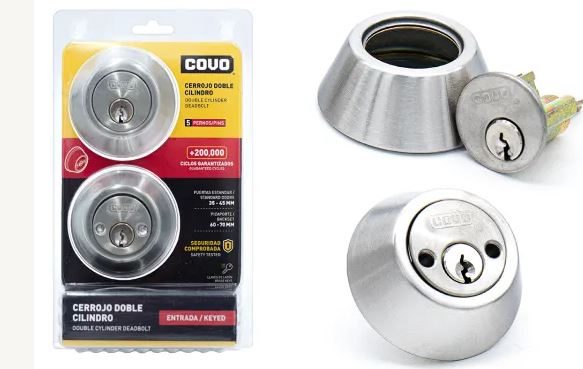 CERROJO COVO DOBLE CILINDRO PLATA 4-134