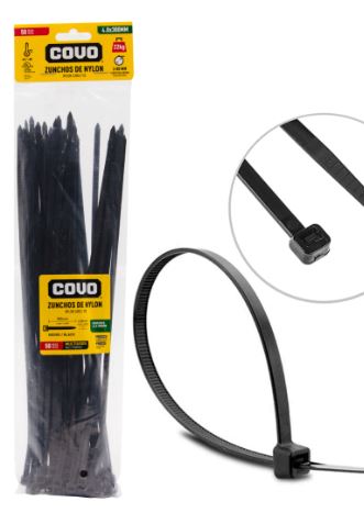 TIRRAP COVO 4.8X300MM 50UND NYLON NEGRO 4-364