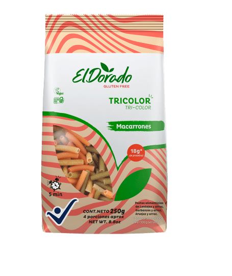 PASTA TRICOLOR EL DORADO 250GR MACARRONES S/G