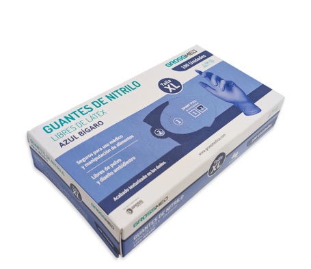 GUANTES DE NITRILO X 100UND XL AZUL BIGARO GROSSMED