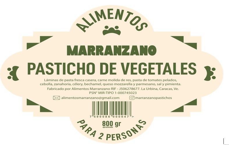 PASTICHO MARRANZANO 800GR VEGETALES