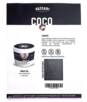 HELADO VASSARI 350ML COCO SIN AZUCAR