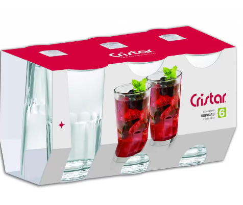 VASO DE VIDRIO CRISTAR 327ML 6UND NOVA