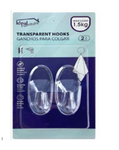 GANCHO ADHESIVO 2UND P/COLGAR TRANSP 1.5 KG
