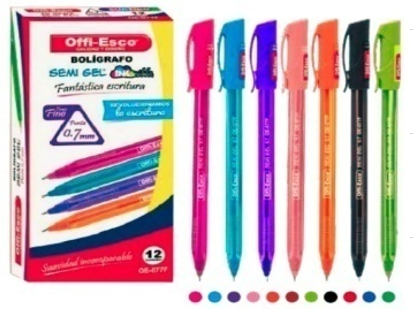 BOLIGRAFO OFFI-ESCO COLORES SURTIDOS PTA FINA GEL