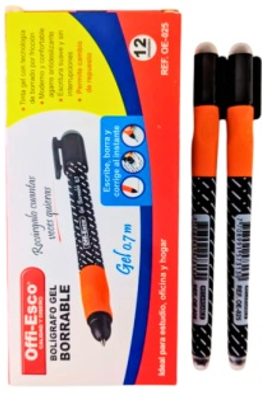 BOLIGRAFO OFFI-ESCO NEGRO GEL BORRABLE