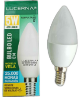 BOMBILLO LUCERNA 5W 3K LED TIPO VELA E14