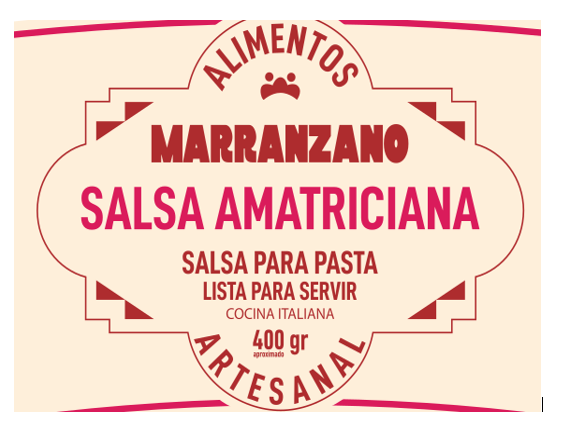 SALSA AMATRICIANA MARRANZANO 400GR PARA PASTA