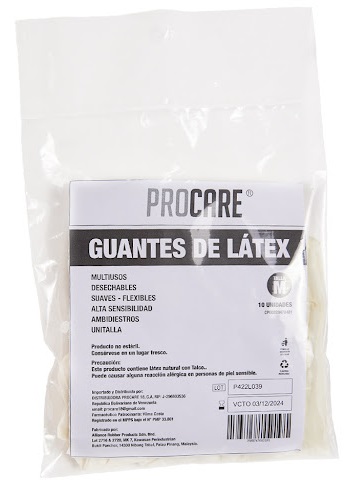 GUANTES LATEX M X 10UND PROCARE