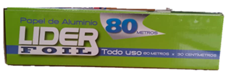 PAPEL ALUMINIO LIDER FOIL 80MTS X 30CM