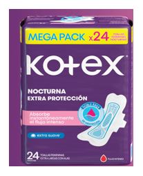 TOALLA SANIT KOTEX 24UND NOCT C/ALAS