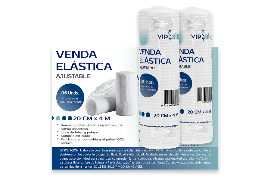 VENDA ELASTICA 20CM X 4MT X 1UND VIPSALUD